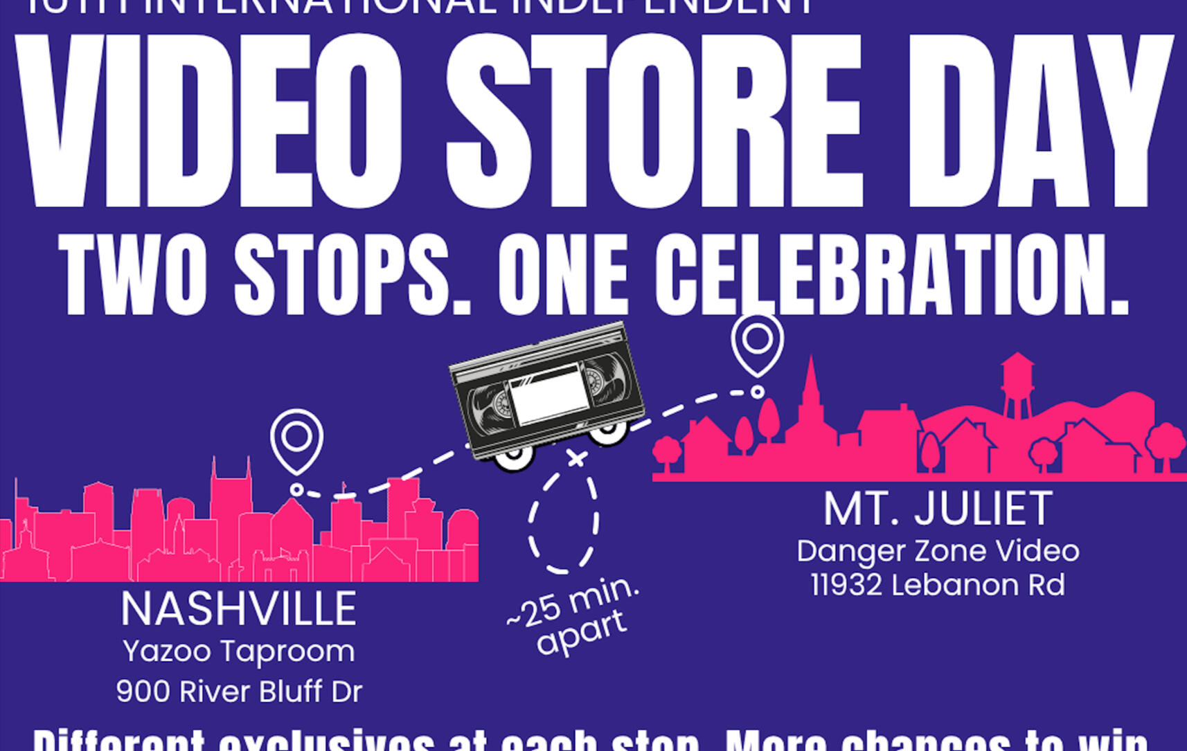 Video Store Day: Two stops. One celebration. Video Store Day: Two stops. One celebration.